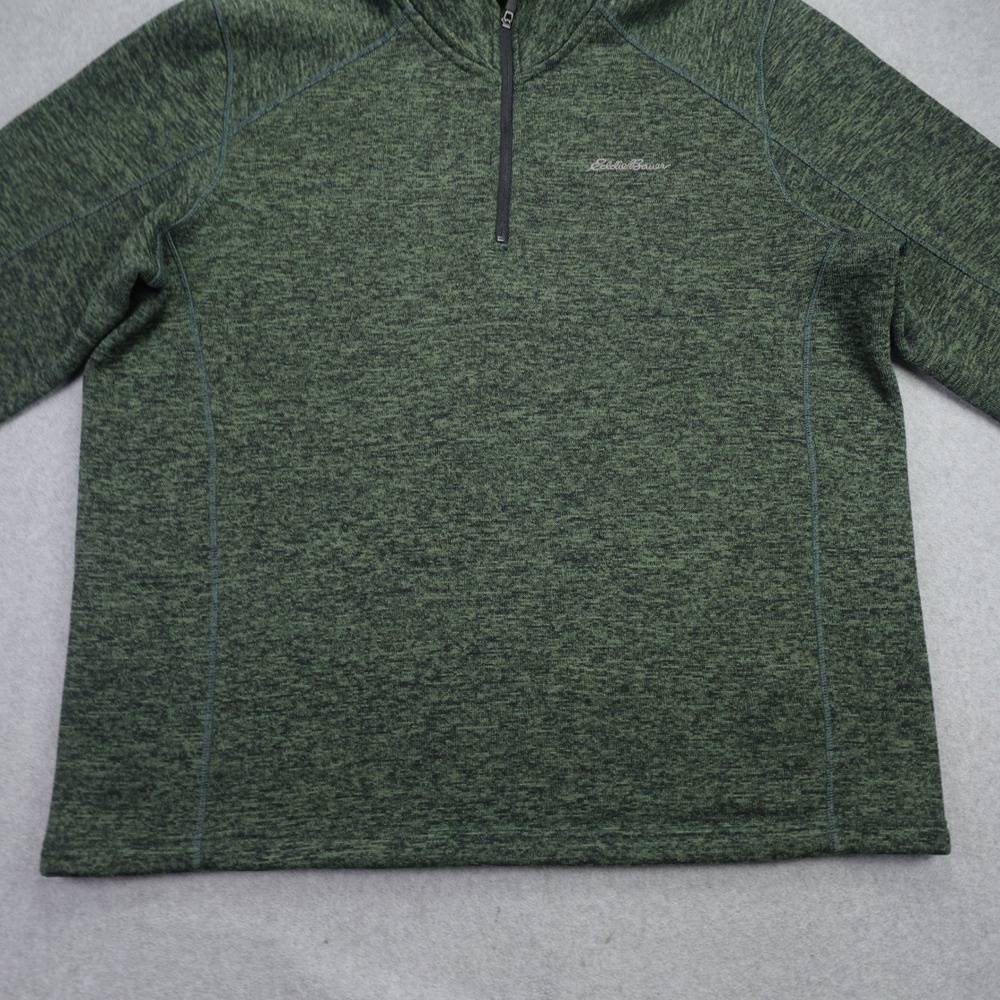 Eddie Bauer Sweater Mens XXL Green Marled 1/4 Zip Fleece Pullover Mock Neck - Picture 5 of 13